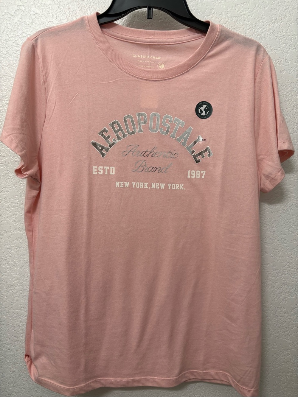 Aeropostale Light Pink Logo Crew Neck Tee